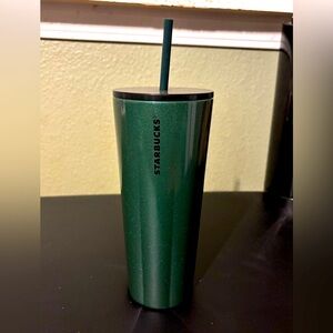 Starbucks Christmas 2021 Stainless Steel Metallic Sparkle Green Tumbler 24 Oz